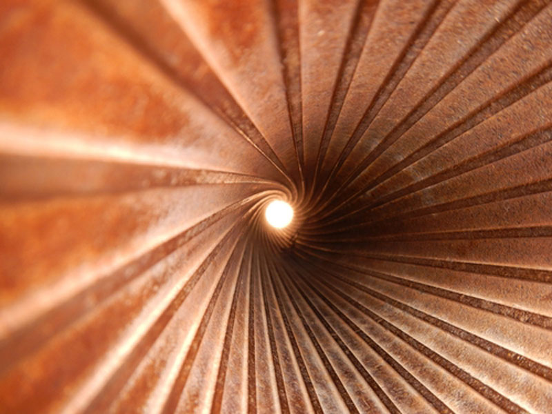 View down the barrel of a rifle before target shooting